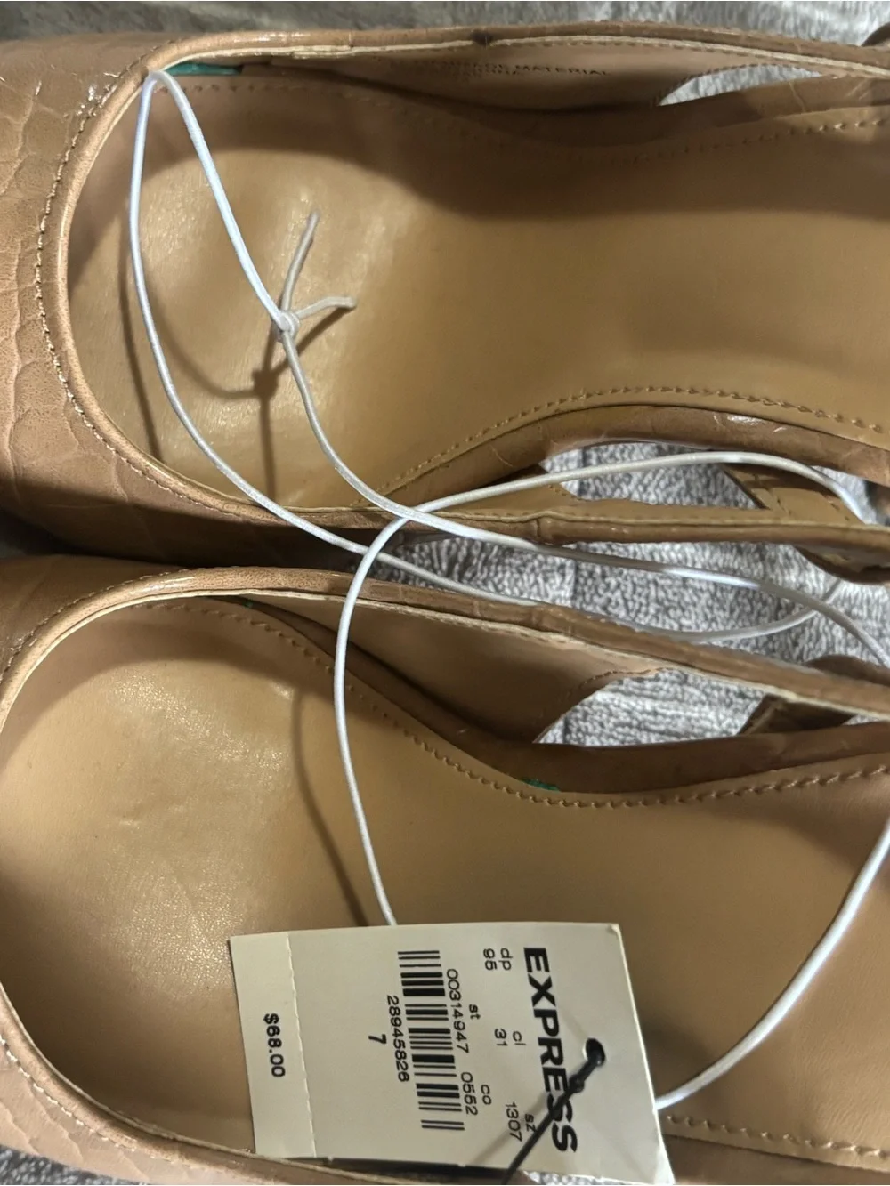 Express Nude Croc-Embossed Pointed Slingback Pumps
